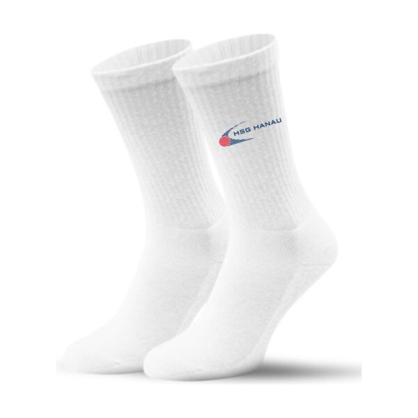 HSG Hanau Socken, weiß mit HSG-Hanau-Logo