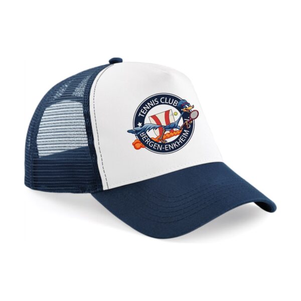 Trucker Cap in Blau-Weiß mit Vereinswappen des TC Bergen-Enkheim